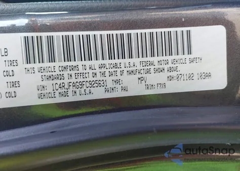 2015 Jeep Grand Cherokee Laredo из США, поврежденный, VIN 1C4RJFAG9FC925631